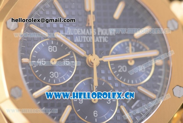 Audemars Piguet Royal Oak Chronograph Swiss Valjoux 7750 Automatic Yellow Gold Case/Bracelet with Blue Dial Stick Markers (EF) - Click Image to Close